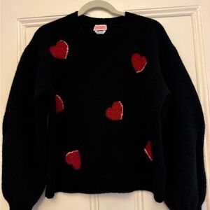 kate spade Black Crewneck Sweater with Red Hearts